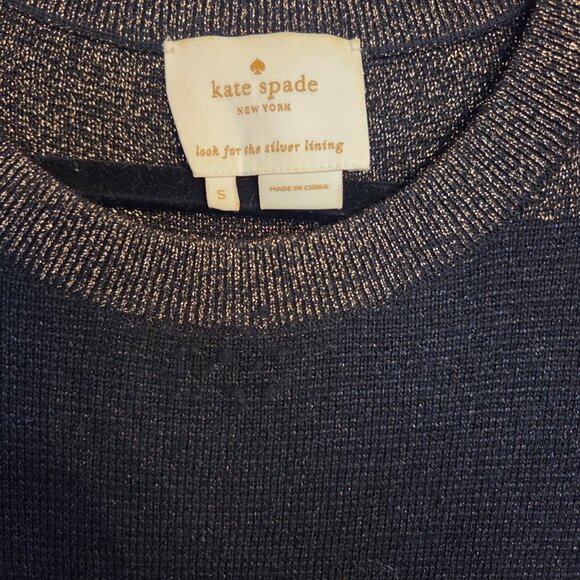 Kate Spade knit metalic holiday striped dress size small Black and gold - Picture 2 of 5